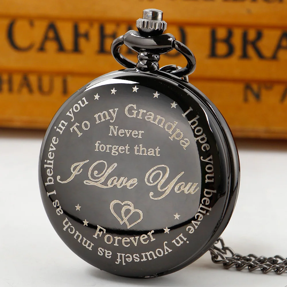 

Forever Love You "To My Grandpa " Theme Quartz Pocket Watch Vintage Necklace Chain Watches Gift For Grandad and Father CF1318