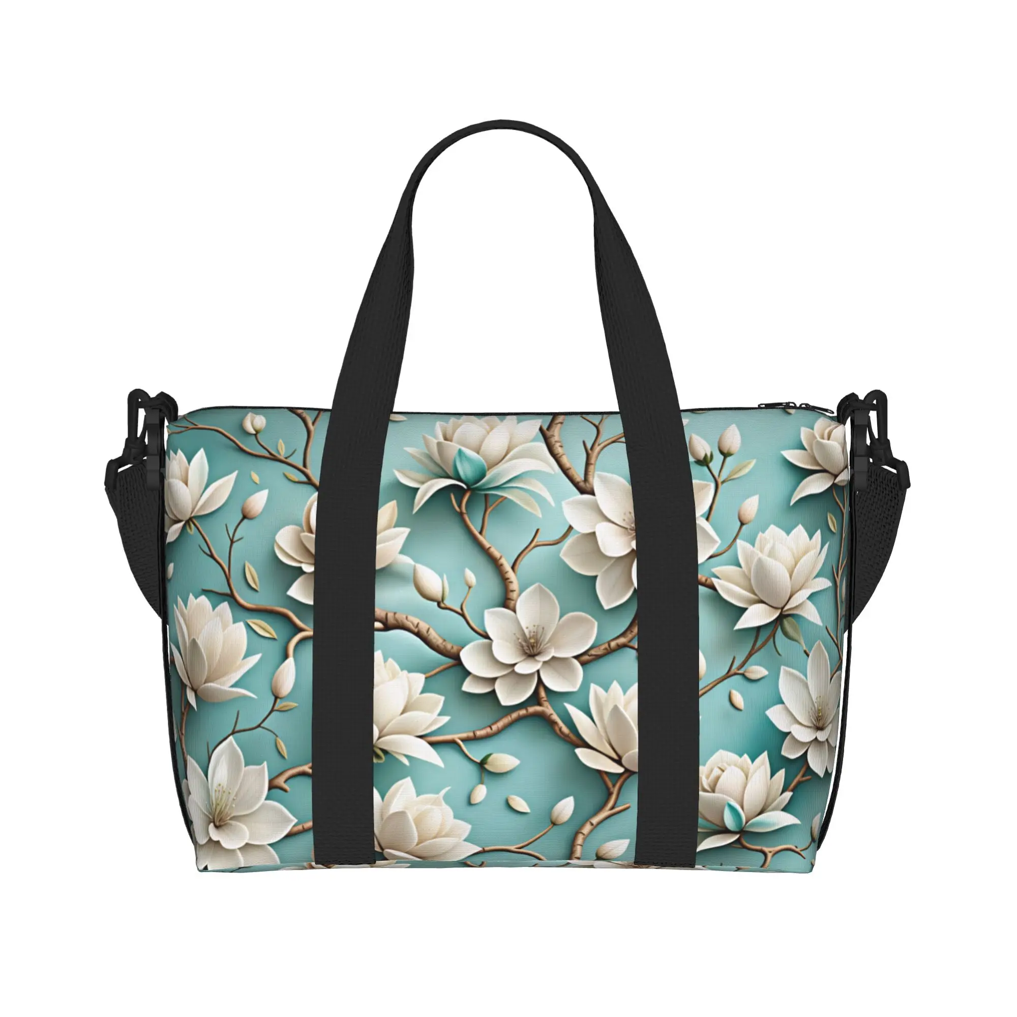 Custom Luxury High 3D Floral Groceries Shopping Tote Bag Women Large Capacity Fashion Trend 3D Flowers Gym Beach Travel Bags