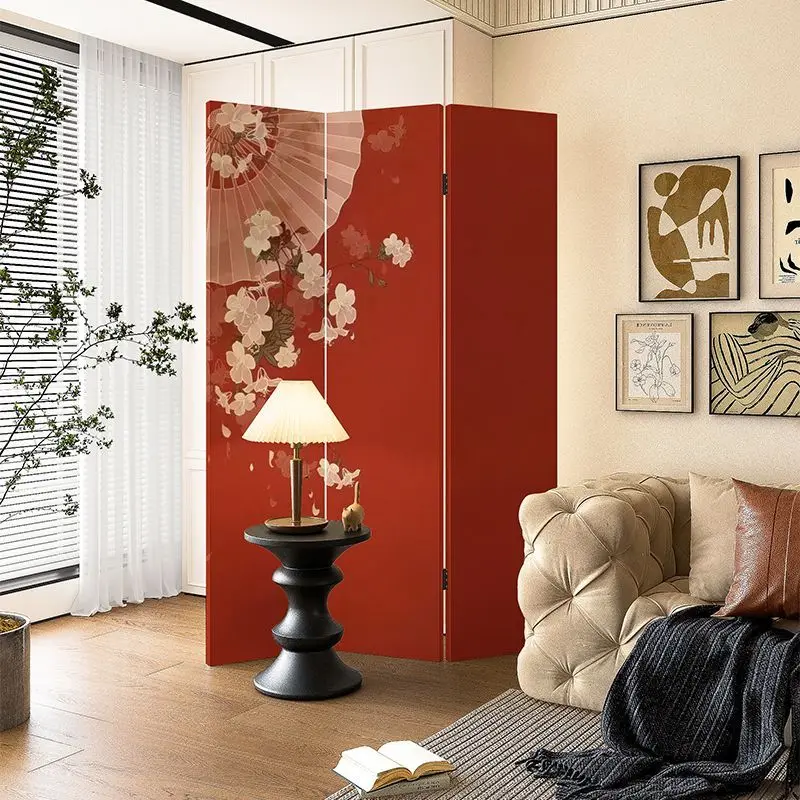 Folding screen guest tea room new partition mobile song dynasty background entrance solid wood aesthetics bedroom Chinese