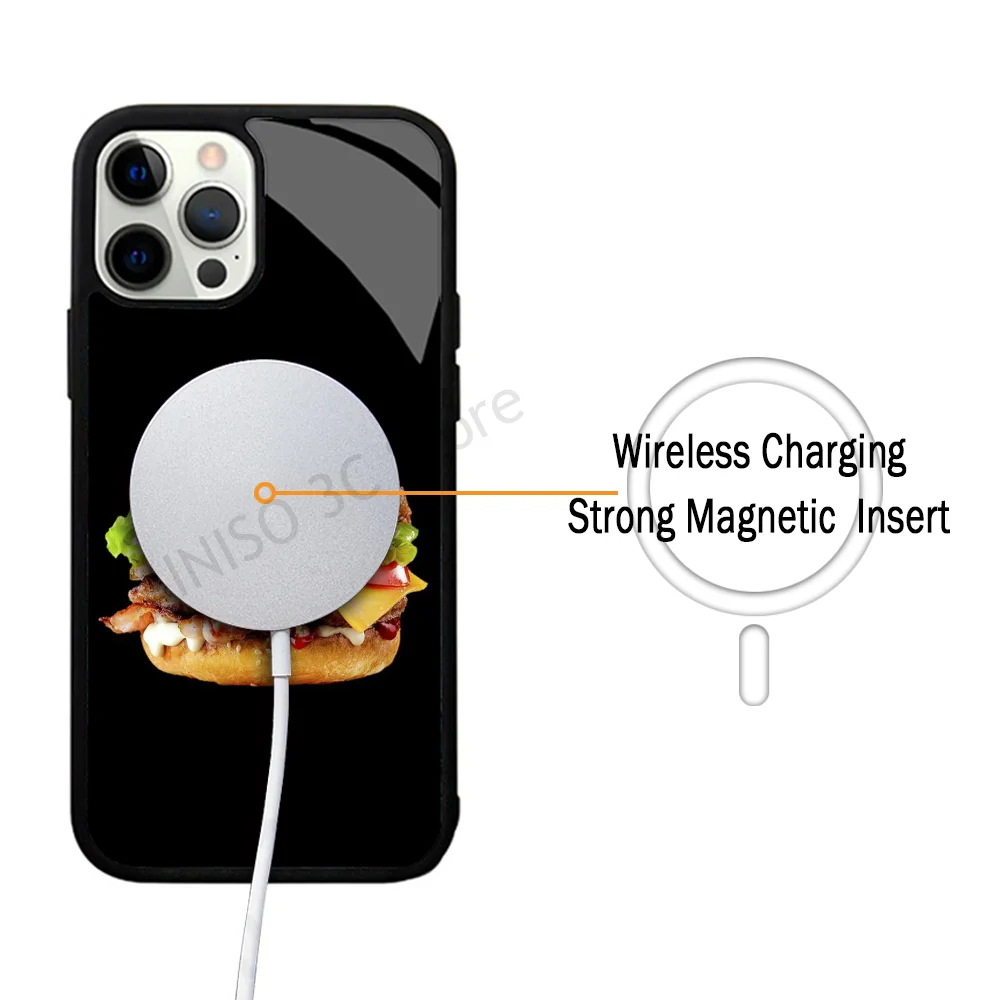 Hamburger Phone Case Strong Magnetic For IPhone 15 14 13 Pro Max 11 12 Mini For Magsafe