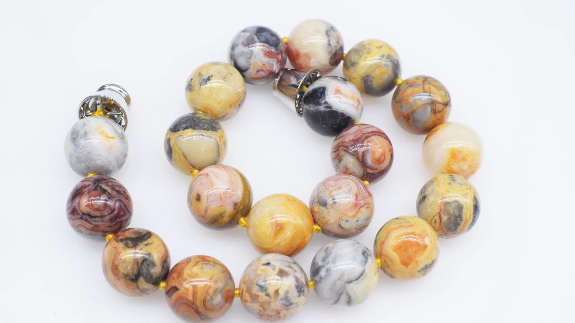 Big Size Crazy Agate Round 20mm Necklace 45cm Wholesale Beads Nature FPPJ For Woman's Jeelry