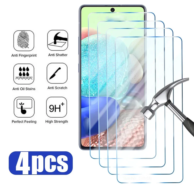 4Pcs Tempered Glass For Samsung Galaxy A54 5G A14 A24 A34 M14 M54 Screen Protectors for Samsung A52 A52S A53 A33 A32 A12 A13 A71