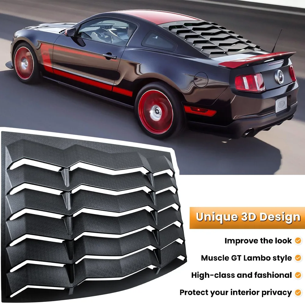 Rear Window Louver for Ford Mustang2005-2014 Windshield Sun Shade Cover Vent GT Lambo Style Exterior Accessories All Weather ABS