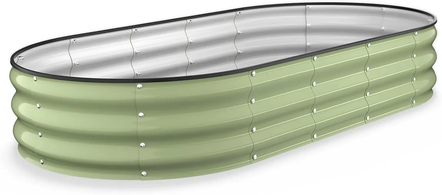 

Оцинкованная стальная овальная грядка-клумба 6x3x1 футов, глубина 12 дюймов, с открытым дном, для выращивания овощей на открытом воздухе