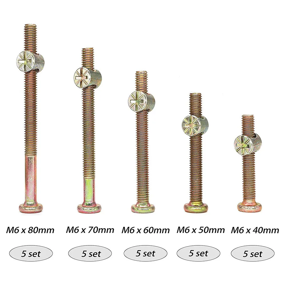 M6 Internal Hexagonal Furniture Bolts And Barrel Nuts Carbon Steel Colorful Zinc Coated Fastener Set For Cabinets Chairs