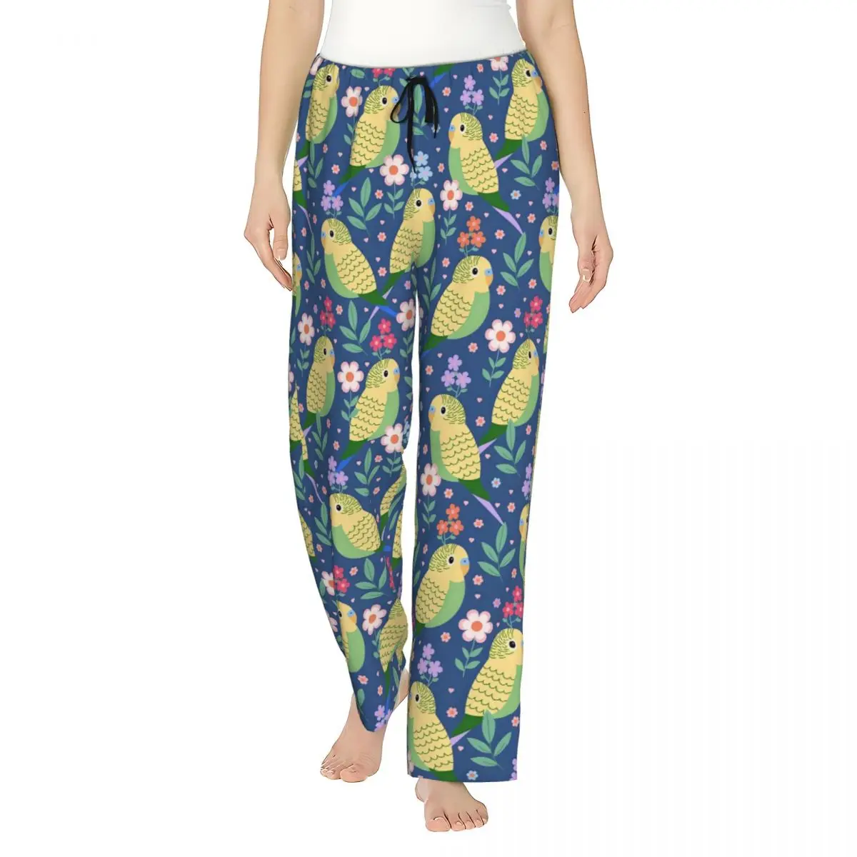 Pantalon de pyjama personnalisé pour perroquet et oiseau, vêtements de nuit mignons pour femmes, bas de sommeil extensible avec poches