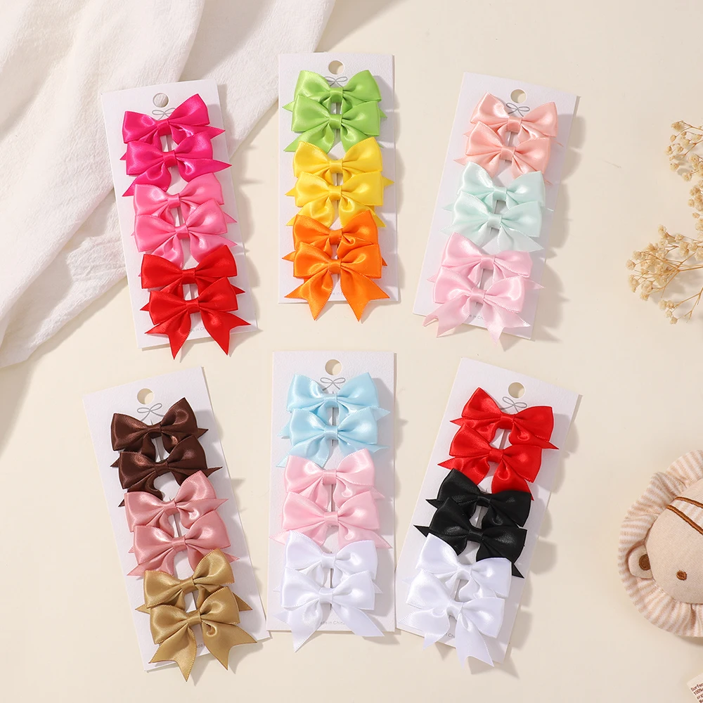 6Pcs Baby Haar Bögen mit Clips Elegante Schwalbenschwanz Band Pony für Mädchen Einfarbig Kinder Geschenk Set Schöne kopf Zubehör