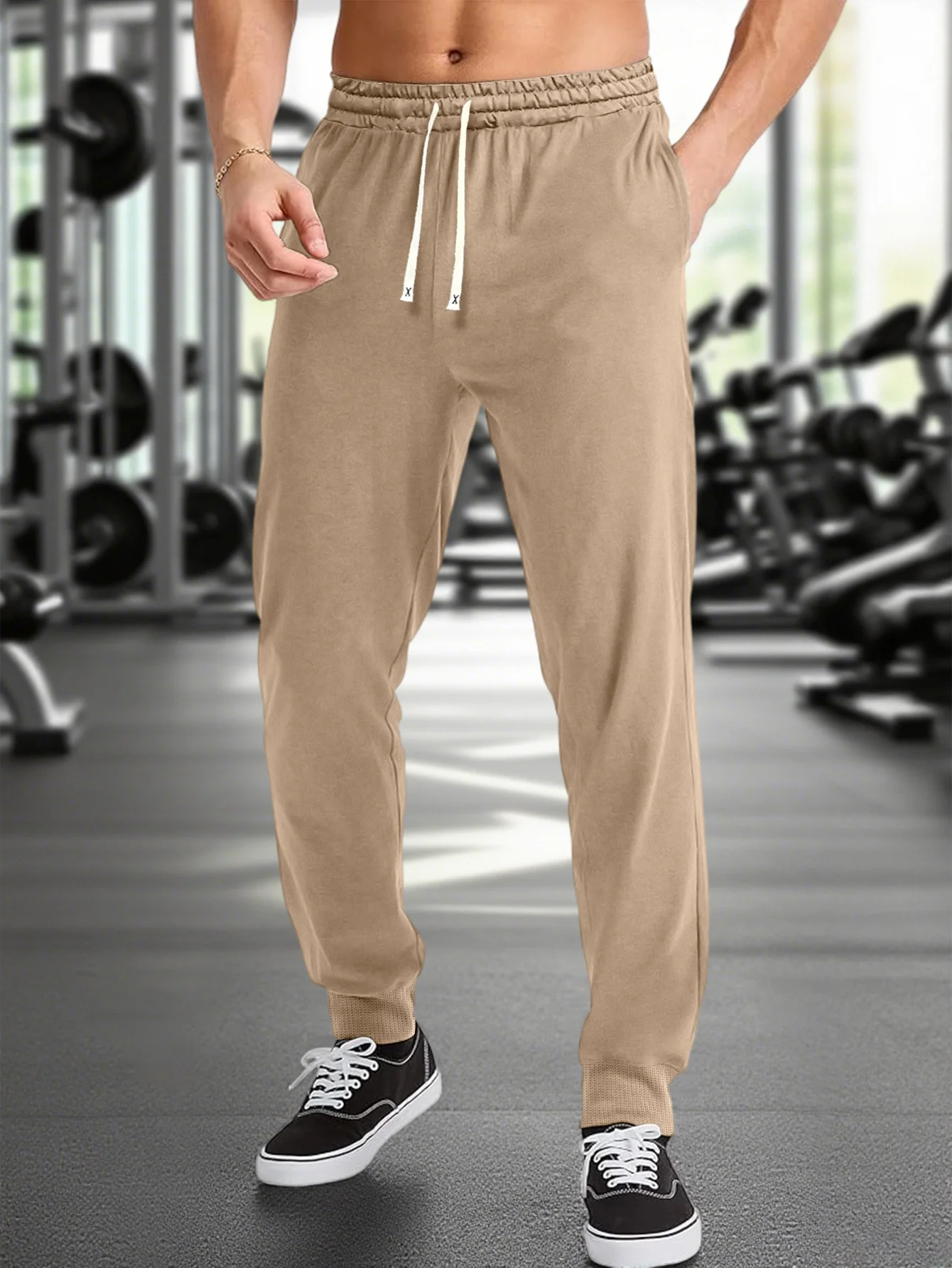 Herrenhose für langsames Joggen: Freizeit-Hose für Frühling und Herbst mit Kordelzug, geeignet zum Laufen und für Fitnesstraining. – Detail 9