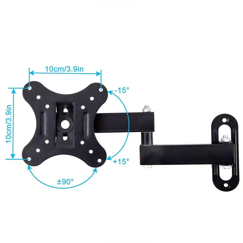 Universal 10KG Adjustable TV Wall Mount Bracket Flat Panel TV Frame Support 15° Tilt Swivel 180 °for 14 -27 Inch LCD LED Monitor