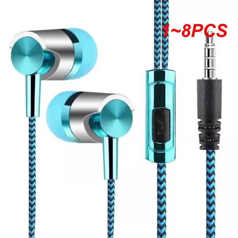 1~8PCS Professional In Ear Music Earphones 200Hz-20000KHz 32 ohm Color Cloth Line Heavy Bass Sound Universal Mobile Phone