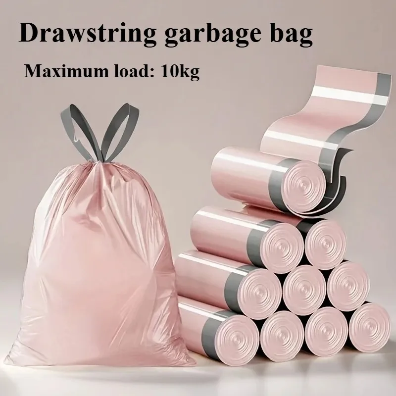 Bolsas de Basura con Cordón para el Hogar, Color Rosa Frambuesa, Bolsas de Plástico Gruesas para Cocina, Dormitorio de Estudiantes, Oficina, Uso Diario