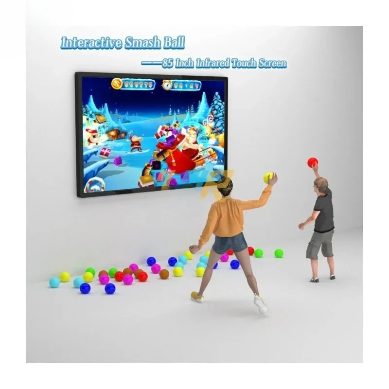 Wall-mounted All-in-one Smash Ball Wall Games Interactive With 85-inch Touch Screen Balls Smashing Interactive Game