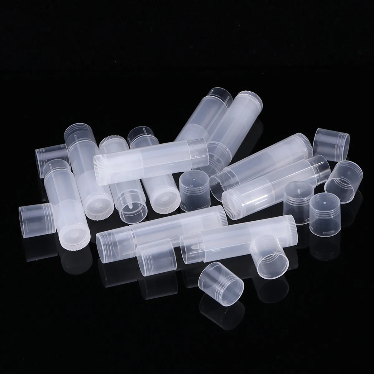 25Pcs Clear 5.5ml Empty Lip Balm Tubes with White Caps for DIY Lipstick Gloss Cosmetics Craft Travel Purse Friendly Natural