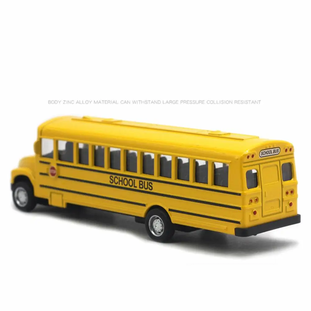 14cm 1:43 Alloy School Bus Model  Yellow Children Pull Back Car Toy Decoration Boys Gift