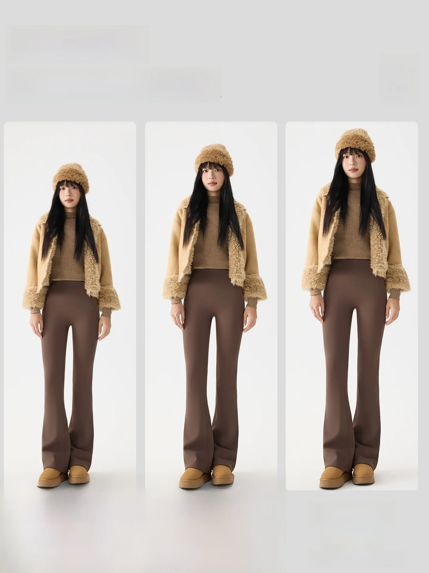 하이웨이스트 안감 있는 아크 벨 보트 요가 팬츠 여성 겨울 캐주얼 롱 트라우저 슬리밍 마이크로 플레어