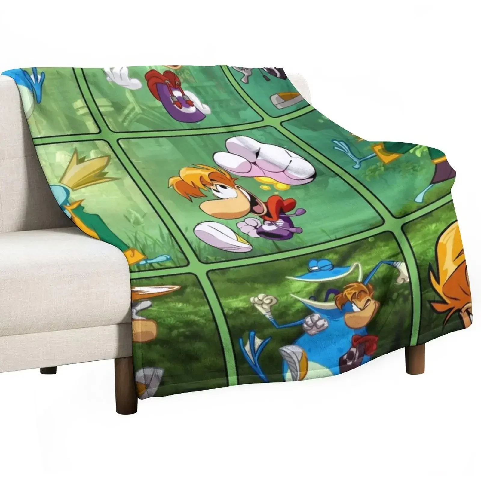 

Rayman characters squares Throw Blanket Luxury Designer Soft Beds Blankets