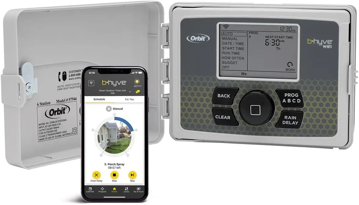

Smart Indoor/Outdoor Sprinkler Controller - 6-Zone, App Controlled, Weatherproof, Custom Schedules