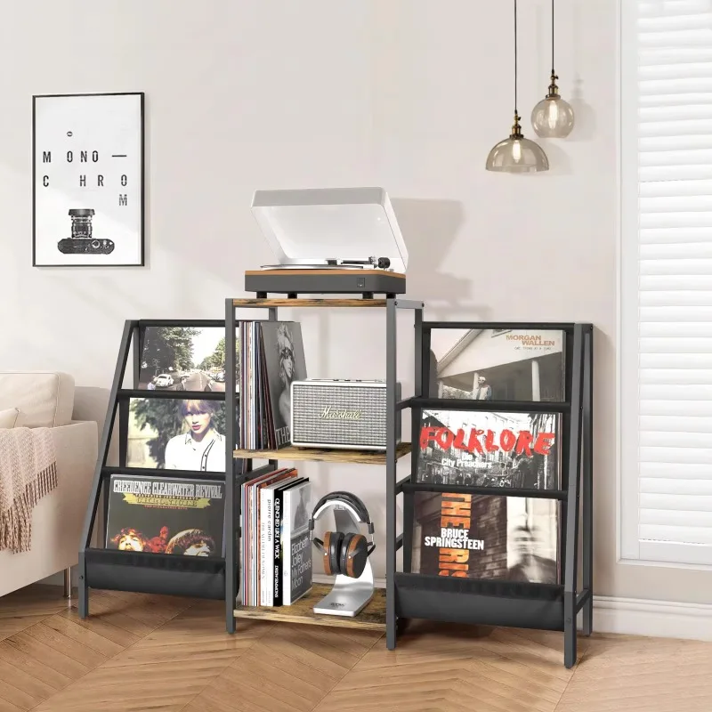 living room furniture metal frame mdf vinyl rack cd display cd stands record player stand for home