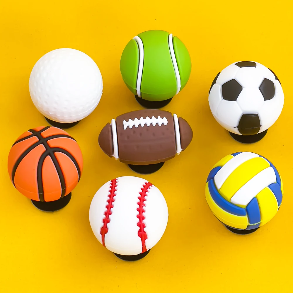 1 stücke 3D Bälle Schuh Charms Zubehör Turnschuhe Schuh Dekorationen Pins für Clog Frau Männer Fußball Clips Jeans Dropshipping – Detail 7