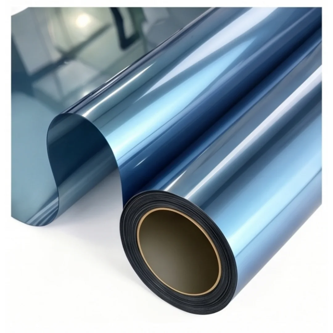 Static Cling One Way Mirror Window Film Dark Blue Outer Silver Inner No Glue Heat UV Block Privacy Window Tint for Home Office G