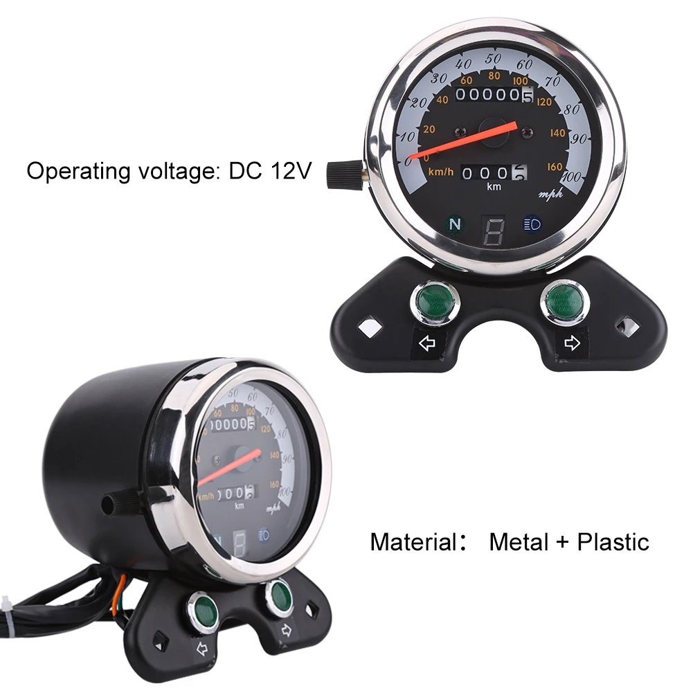 Universal Motorcycle Dual Odometer Speedometer Meter Gear Digital Display Dual Speedometer