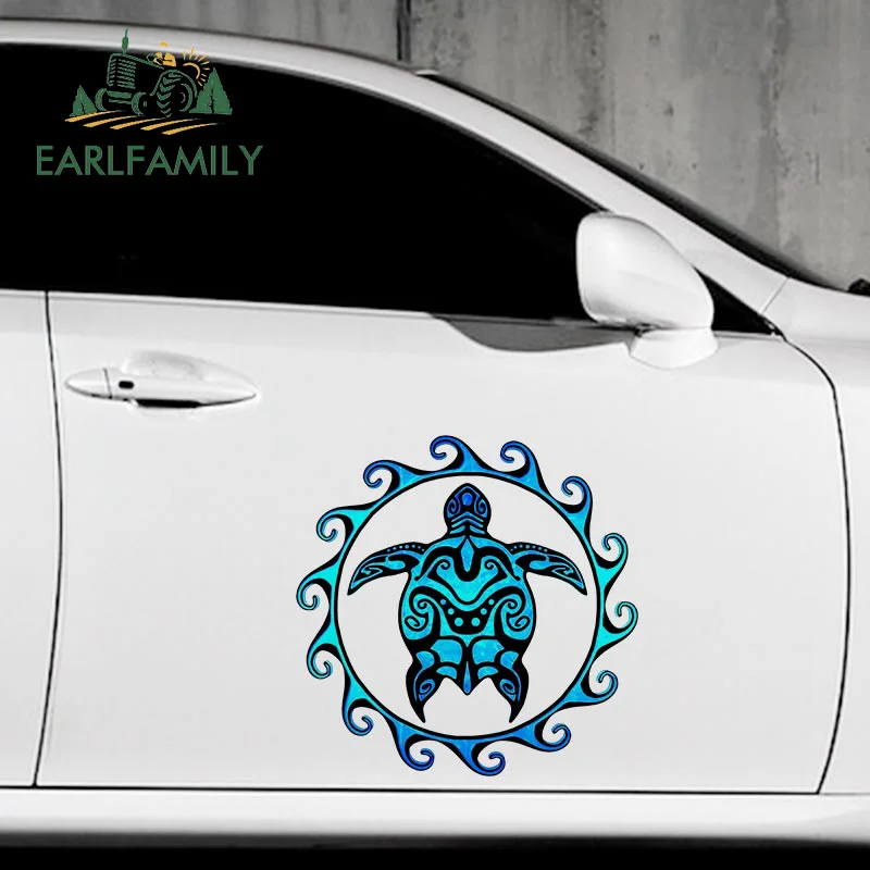 

Наклейки на автомобиль EARLFAMILY 43 см x 42,7 см с изображением племенной черепахи, виниловая наклейка на кондиционер, креативное украшение для автомобиля