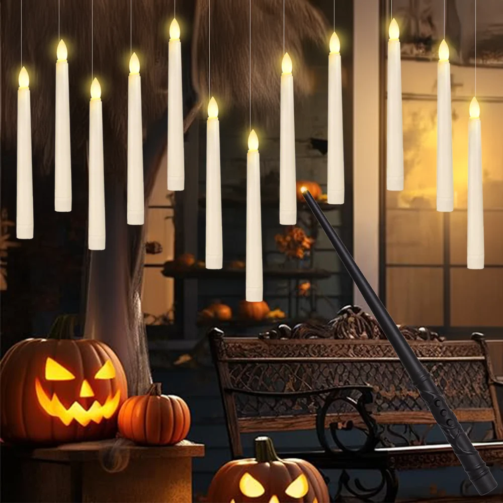 Floating Light Flameless LED Candle with Magic Wand Levitating Remote Control Hovering for Table Decor Gift Holiday Light Party