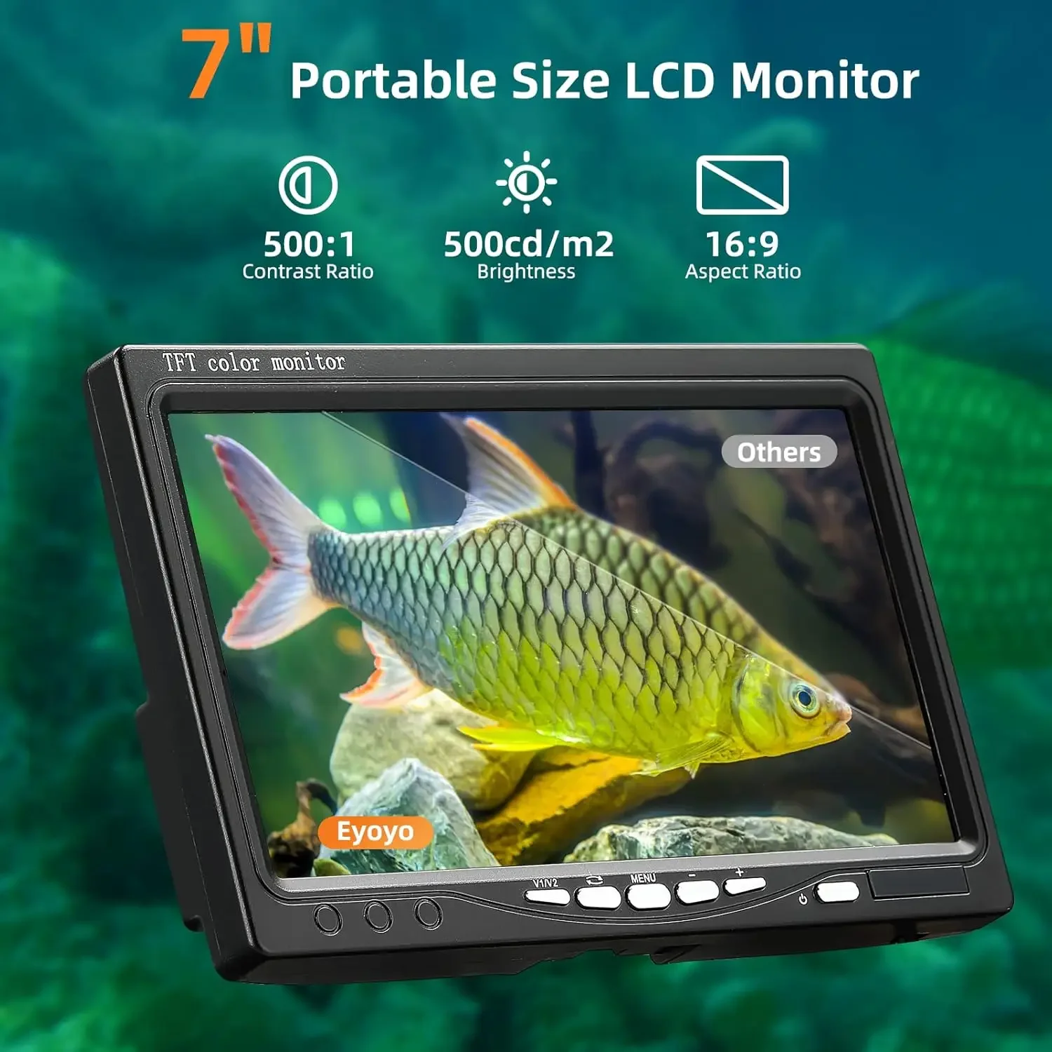 Fishing Camera 7 inch LCD Monitor Fish Finder Waterproof 1000TVL Fishing Camera 12pcs Infrared Lights for Lake,