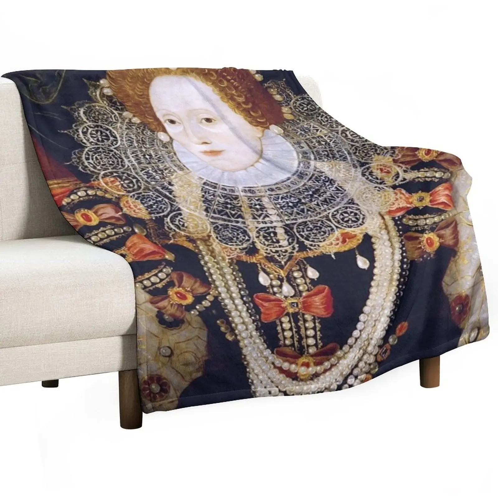 Queen Elizabeth I Portrait Throw Blanket Warm Furrys Bed Soft Plaid blankets and throws Cute Plaid Blankets