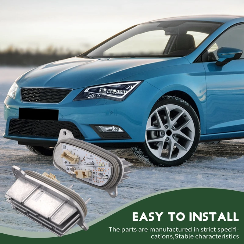 For SEAT Leon LED Headlight Daytime Running Light With Heatsink Turn Light Control Module Unit 5FJ941475 5FJ941476