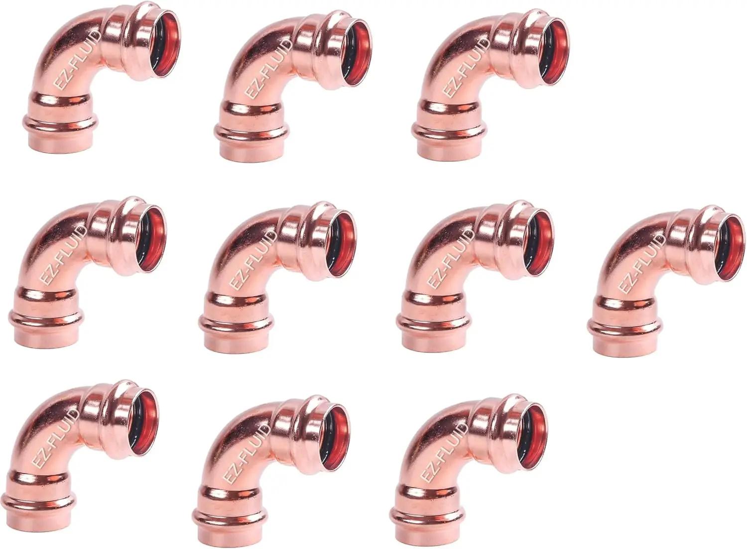 

10Pcs Heavy Duty 3/4" Press x Press 90 Degree Elbow Copper Fittings for Residential and Commercial Plumbing