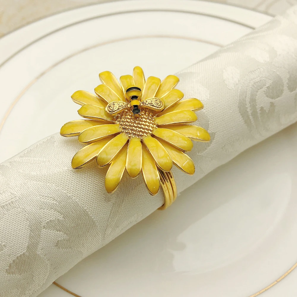 

Bee Flower Napkin Buckle Napkin Ring Chinese Alloy Napkin Ring Valentine's Day Wedding Hotel Supplie