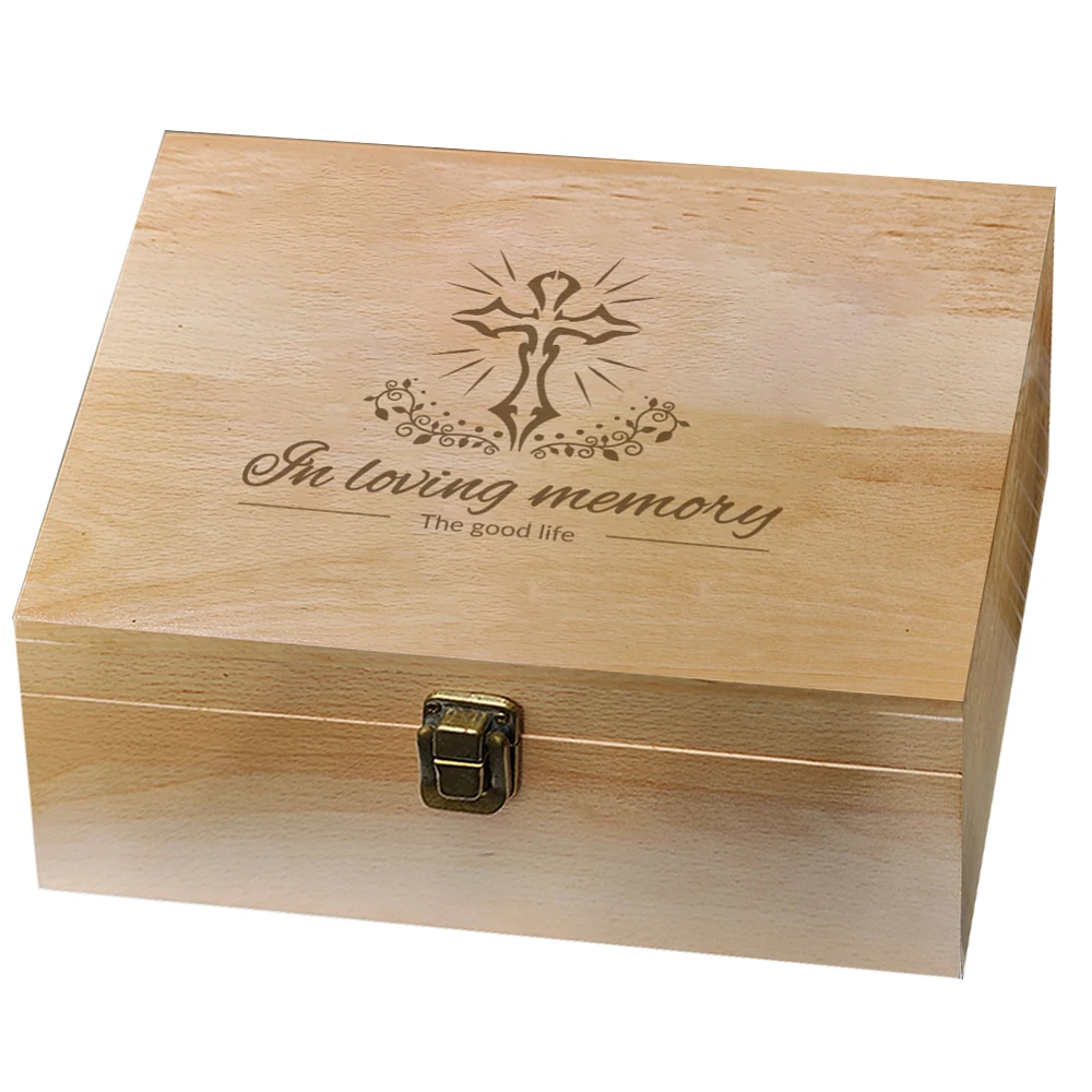 

Rectangle Wooden Memory Keepsake boxes with Lids for Anniversary Wedding Memory Birthday Valentines Day Cross 24.5x19.5x10.3cm