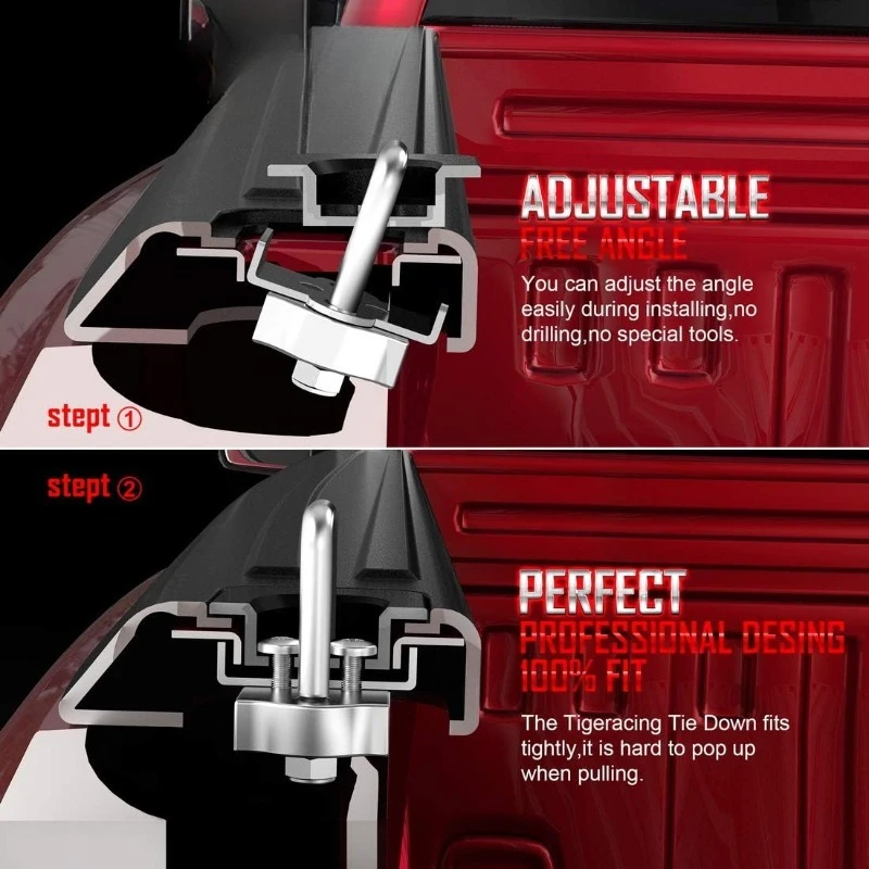 ربطة عنق للأسفل، سرير شاحنة قابل للسحب، الجانب العلوي على شكل حرف D، جميع المعادن متوافقة مع 1995-2018 Ram 1500 2500 3500، وليس لـ 2019+ Mod #5