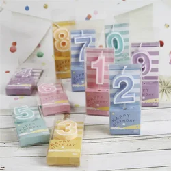 Pink Macaron Candy Color 0-9 Birthday Party Cake Decoration Baking Plug-in Creative Age Digital Candle