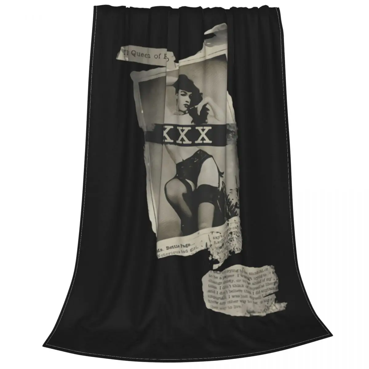 Bettie Page Newspaper Xxx 1950S Pin Up Girl Model Ultra-Soft Micro Fleece Blanket High-Quality