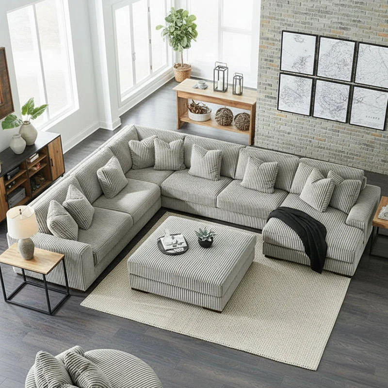 # Home Modern Corduroy Fabric Modular Sectional Sitting Couch Living Room Sofa Set Furniture