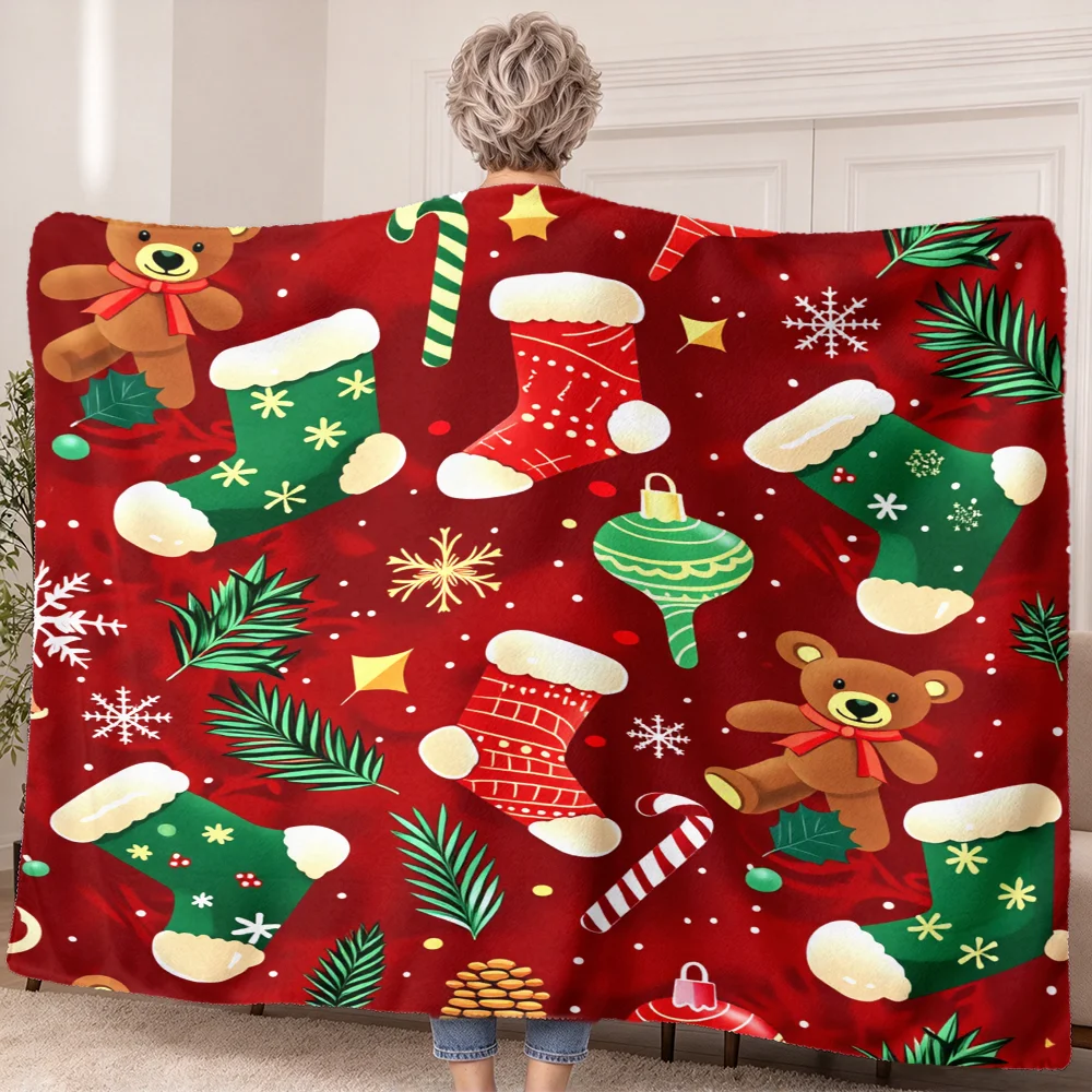 1PC Christmas Pattern Wearable Blanket-Soft and comfortable, bring comfort to the holidays. Great for casual, seasonal gifts and