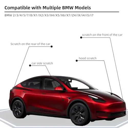 Red Multi-Coat (PPMR) Car Paint Touch Up Pen Compatible with Tesla,2-In-1 Color Accurate Touch Up Car Scratch Repair Paint Match