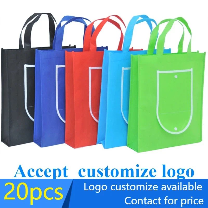 

20 pcs Foldable Shopping Bag Reusable Tote Pouch Women Travel Storage Handbag Fashion Shoulder Bag Female woven Shopping Bag l