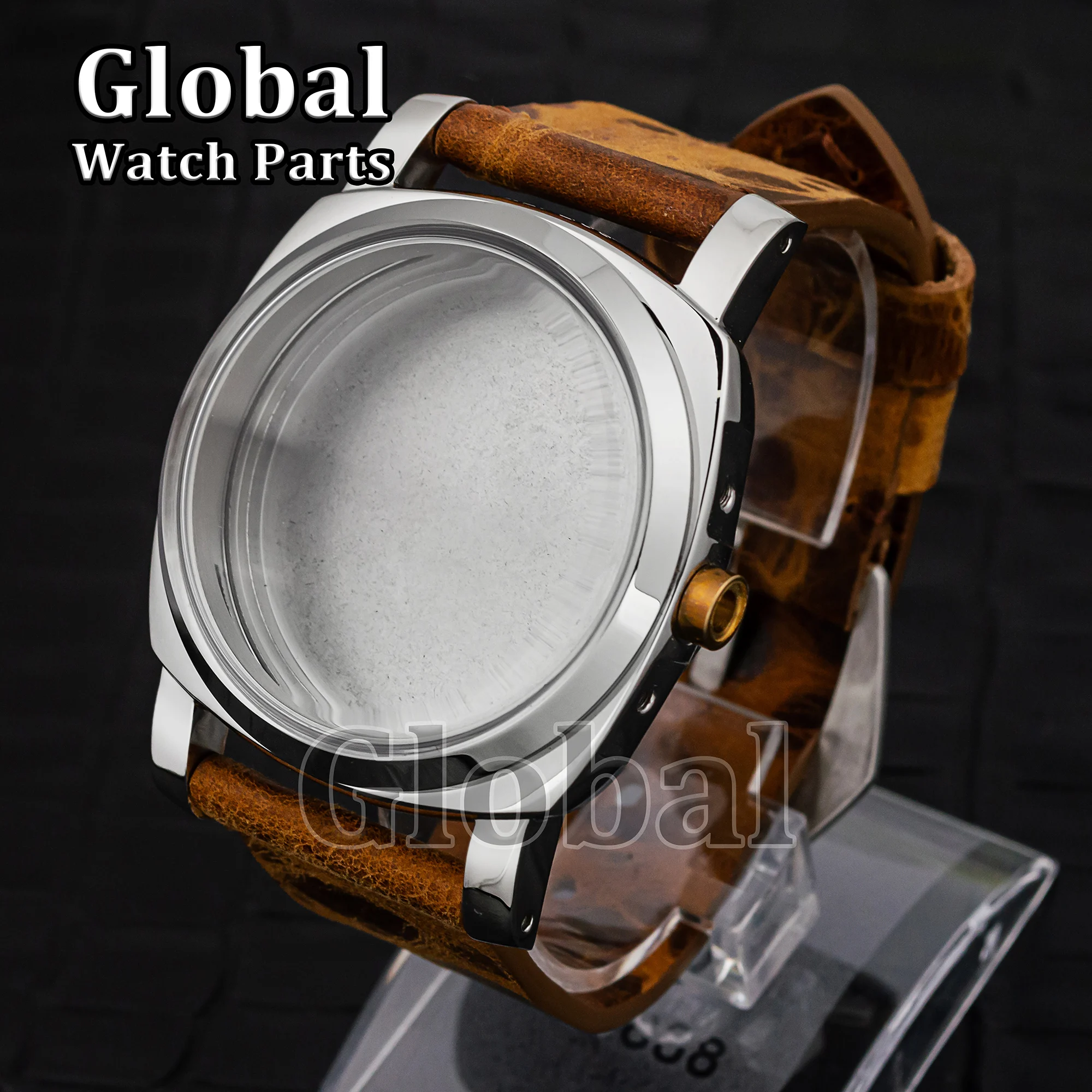 

PAM Mod Stainless Steel Case Applicable ETA 6497/6498/ST3600 Movement Genuine Leather Band 47mm Vintage Case for PAM 6152