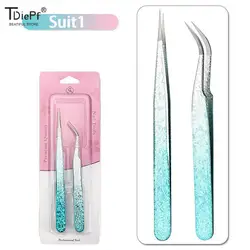 2Pcs Eyelash Tweezers Ice Flower Anti-static 3D Accurate Eyebrow Grafting False Lashes Extension Supplies Makeup Tweezer Tools