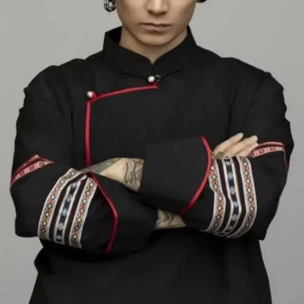 カップルスタイルエスニックスタイルデザインセンスマルチカラーシャツレースファッション万能スタイル