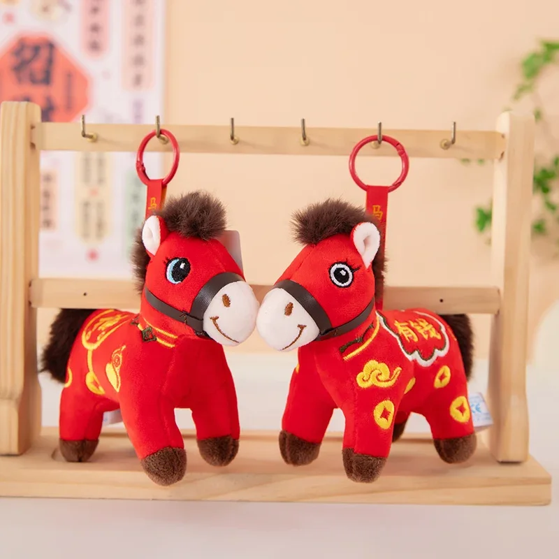 

Lively New Year Blessing Pony Plush Toys Delicate Cute Embroidery Red Little Horse Pendants Cuddly Keychain 2026 China Mascot