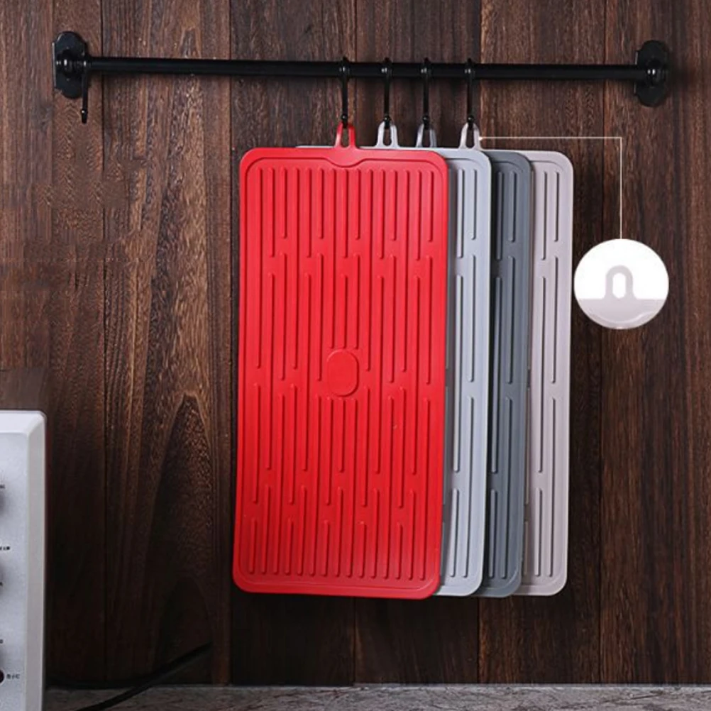 

Silicone Draining Mat Deep Grooves Tableware Drying Kitchen Sink Protector Dark Grey Mats Fruit Vegetable Drain Pad Bar Tool