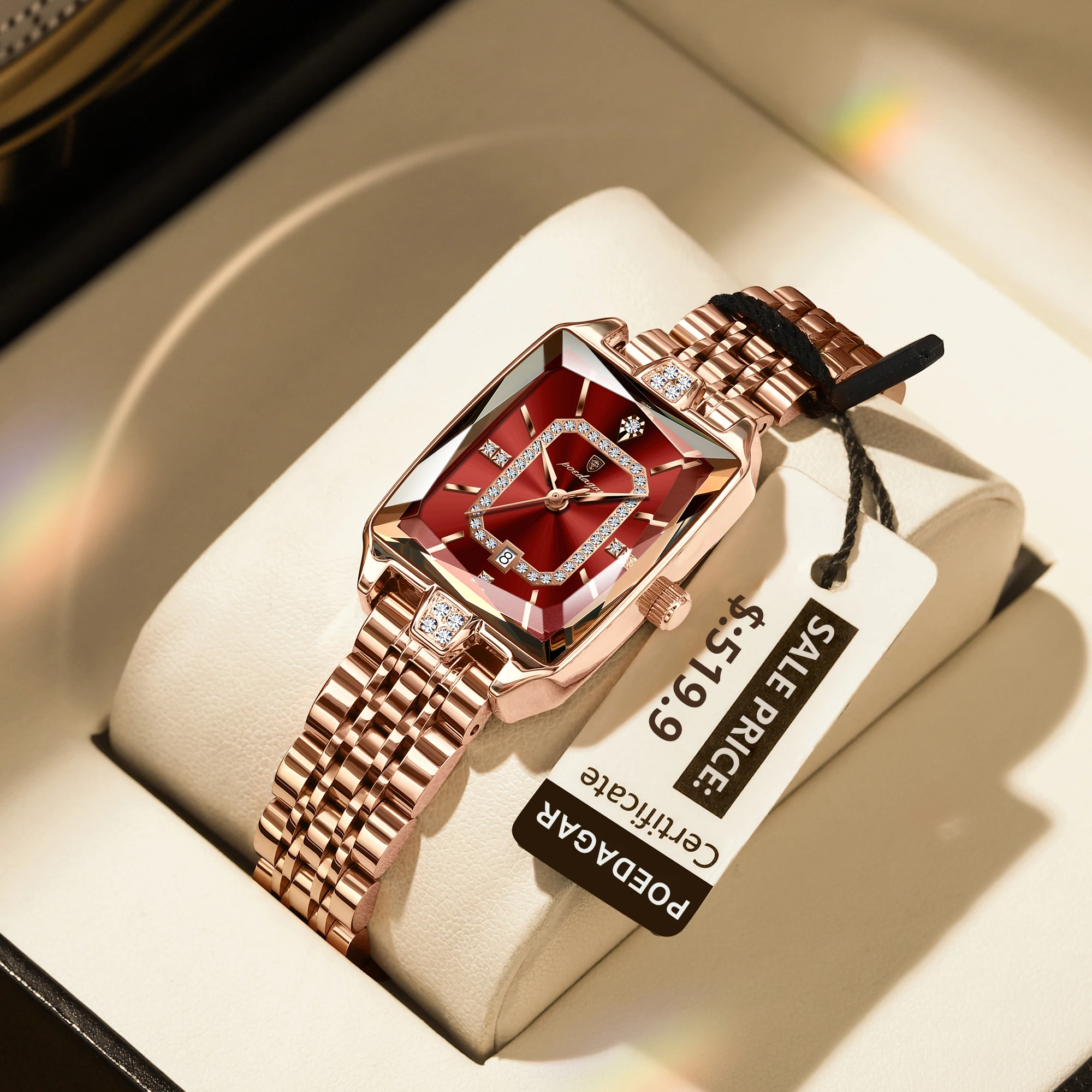 POEDAGAR Top elegante orologio da polso da donna impermeabile data orologio da donna rettangolo in acciaio inossidabile orologi da donna al quarzo Reloj femminile