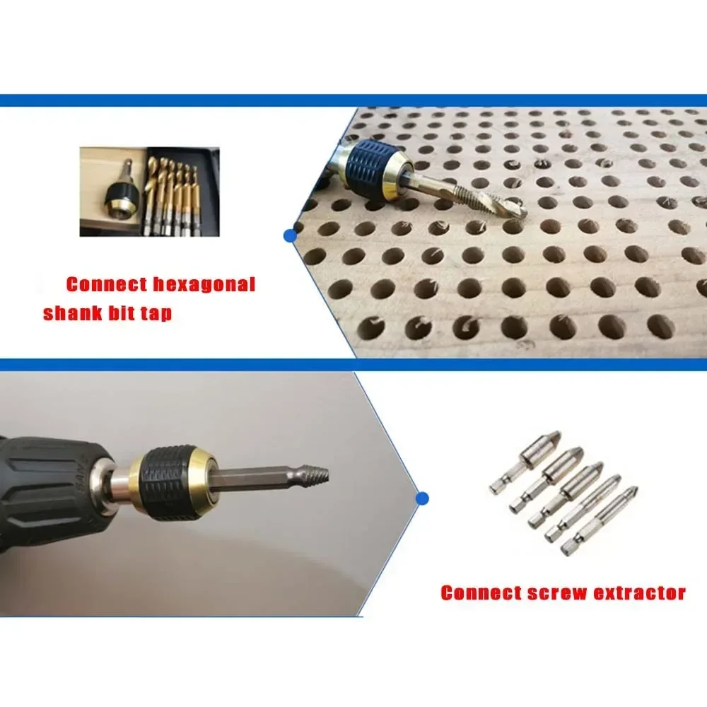 1/4 Inch Keyless Drill Chuck Adapter 1/4