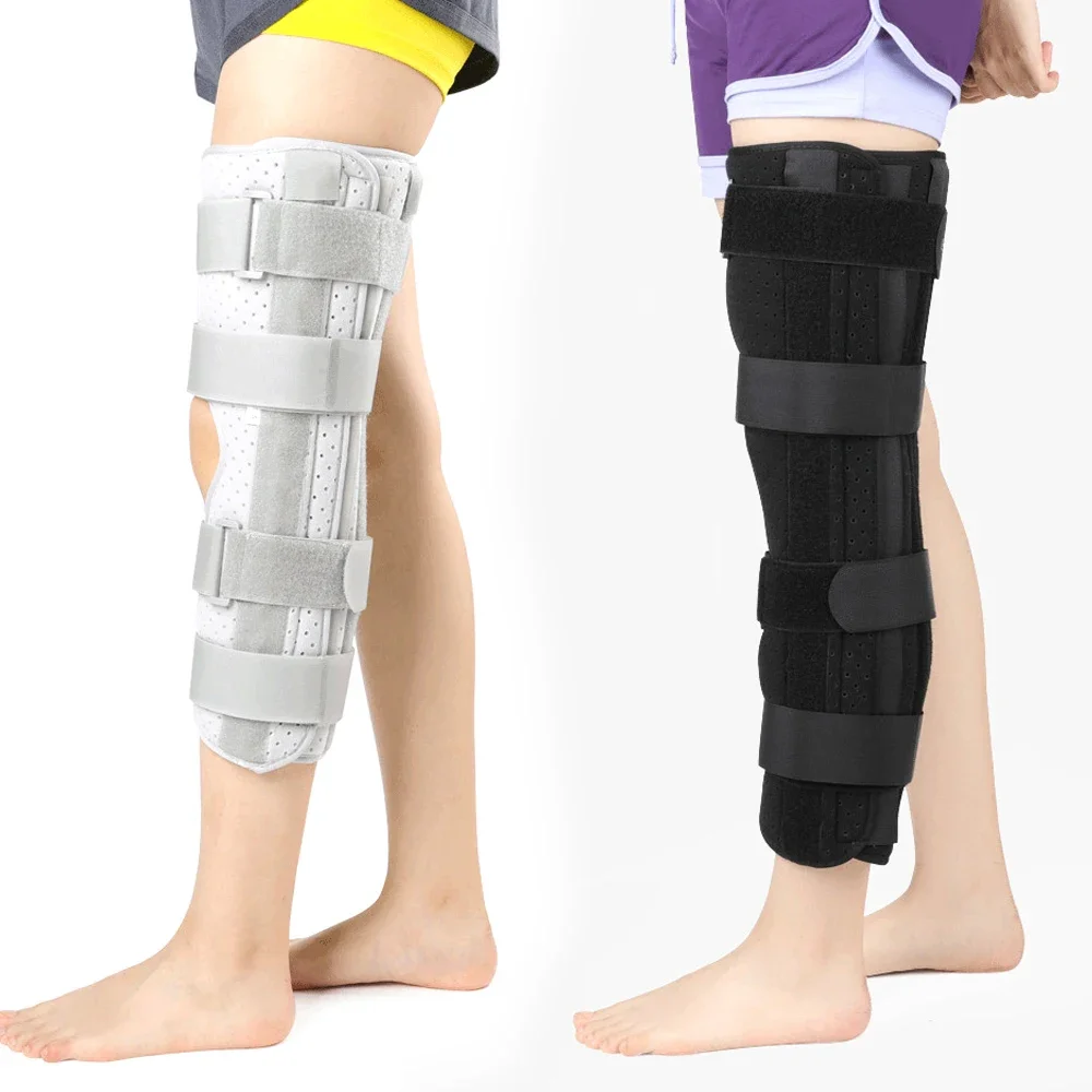 3-Panel Knee Immobilizer Full Leg Support Brace, Aluminum Alloy Straight Knee Splint - for Knee Fractures,ACL,MCL, Meniscus Tear