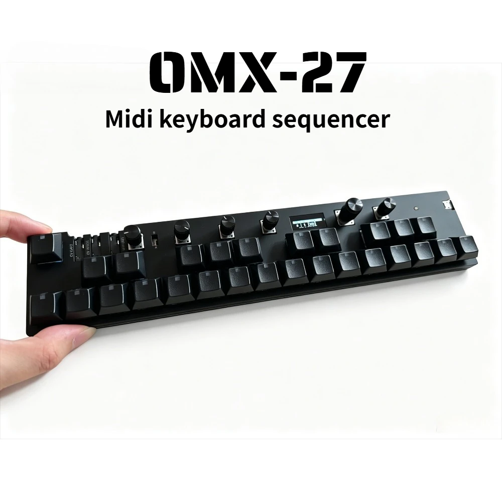 OMX-27 Midi Keyboard Sequencer Remake-clone Costom Wired 6 Knobs Display Screen Mechanical Keyboard RGB Cherry MX Silent Switch