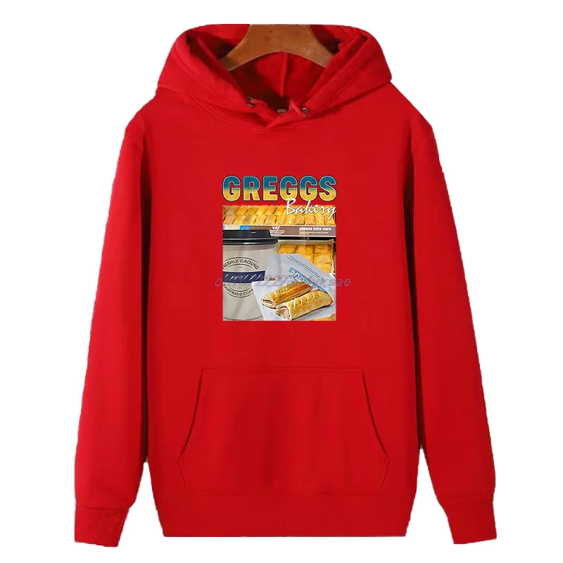 Greggs Homage New In Hoodies & Sweatshirts Sausage Roll Bakery Funny Graphic Hooded Sweatshirts Men's Winter Pullovers Sweater